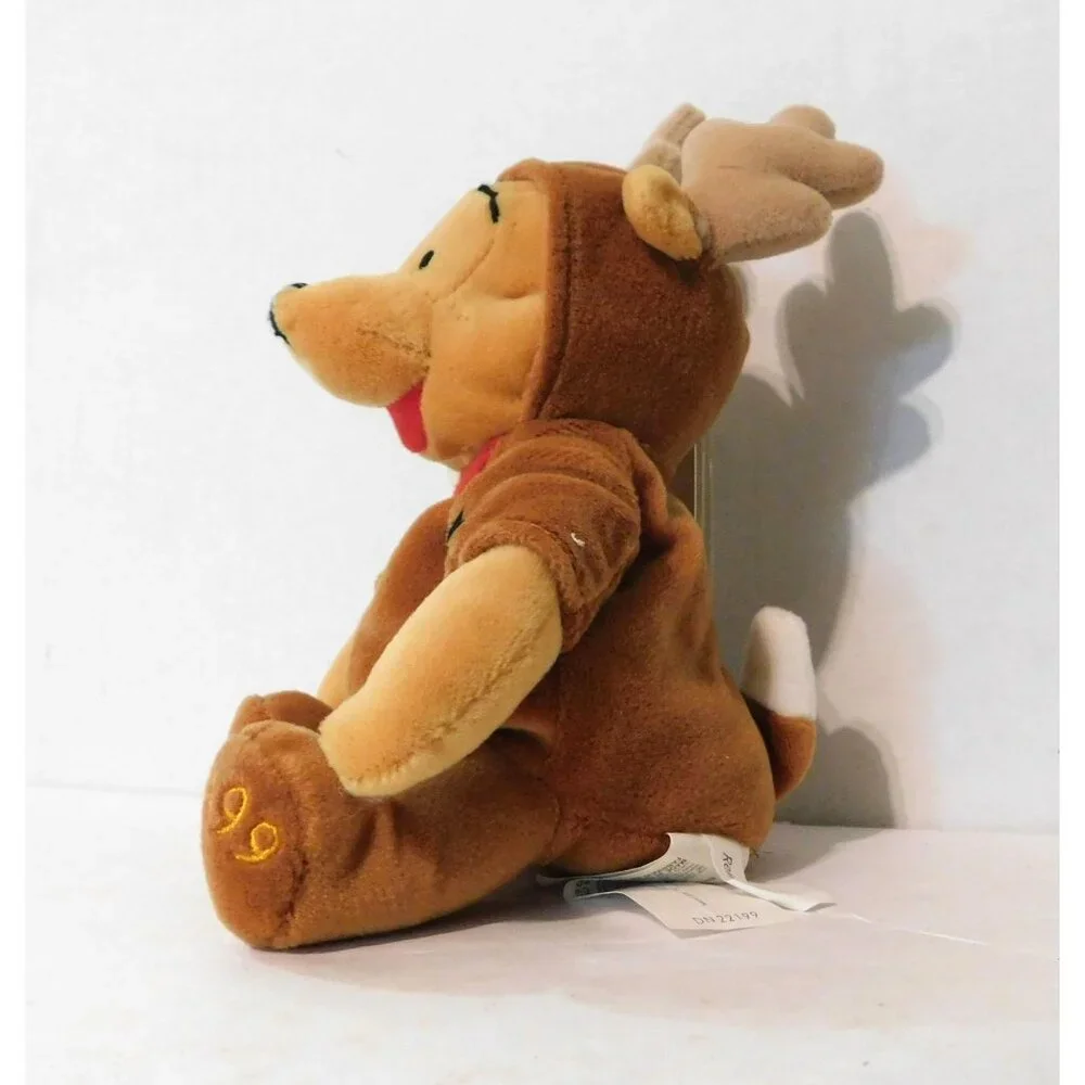 Disney Store Reindeer Pooh Mini Bean Bag Plush 8" 1999 With Tags - Picture 2 of 5